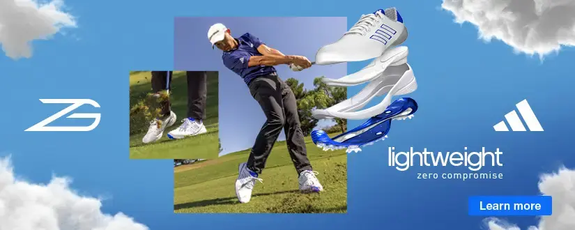 An ultralight performance golf shoe made in part with recycled materials.